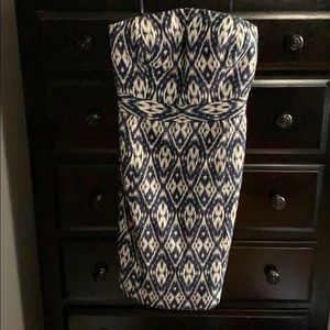 Blue and white Banana Republic strapless dress